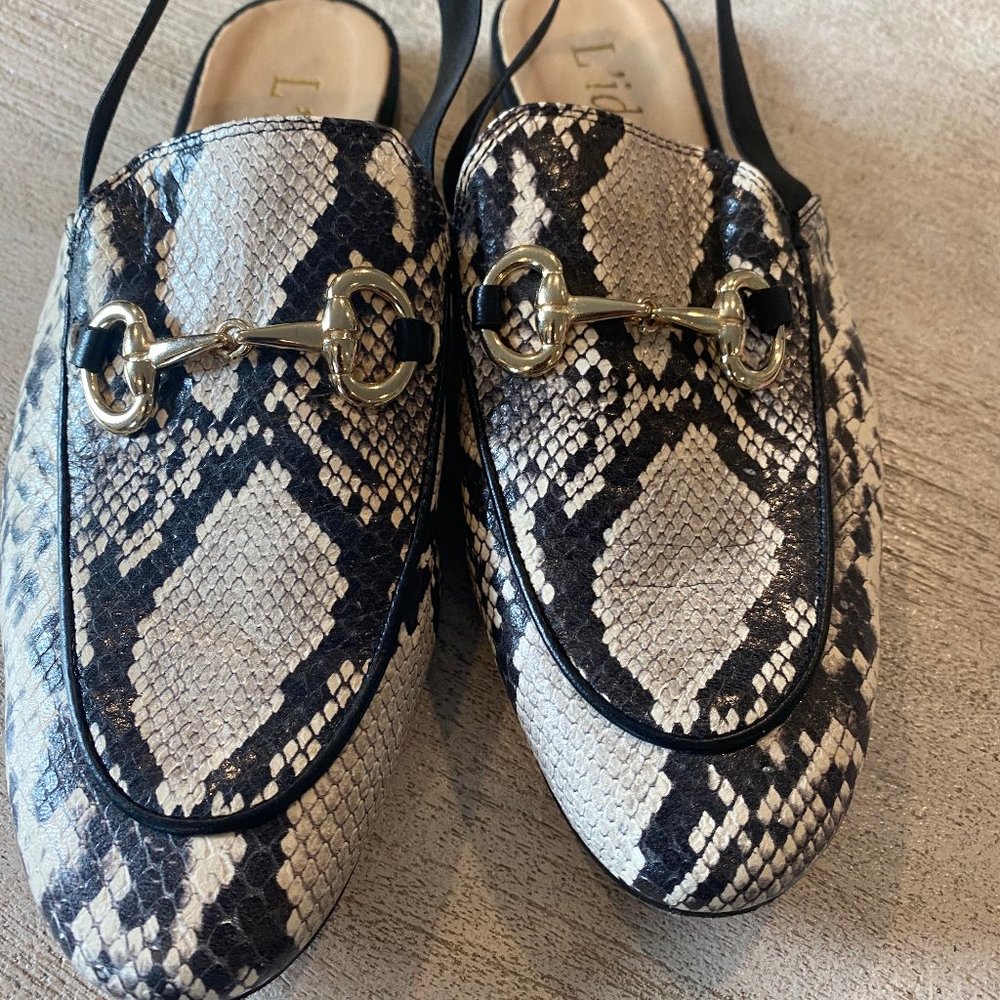 L'idea by Lori "Snakeskin Mules" Made in Italy Size 38